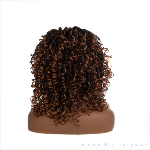 Headband wigs synthetic ombre brown heat resistant  fiber afro twist curly synthetic hair wigs for black women
